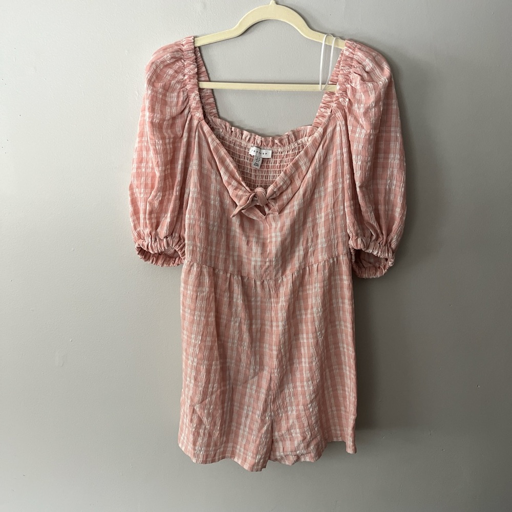 Topshop Pink Plaid Jumpsuit